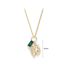 Load image into Gallery viewer, 925 Sterling Silver Plated Gold Fashion Temperament Leaf Green Cubic Zirconia Pendant with Necklace