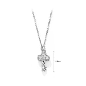 925 Sterling Silver Simple Fashion Key Pendant with Cubic Zirconia and Necklace