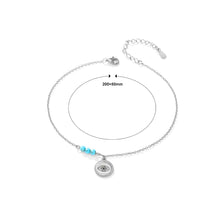 Load image into Gallery viewer, 925 Sterling Silver Simple Personality Devil&#39;s Eye Turquoise Anklet with cubic Zirconia