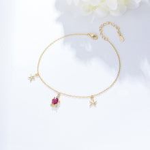 Load image into Gallery viewer, 925 Sterling Silver Plated Gold Simple Cute Turtle Starfish Anklet with Cubic Zirconia