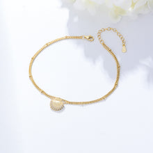 Load image into Gallery viewer, 925 Sterling Silver Plated Gold Fashion Temperament Shell Anklet with Cubic Zirconia