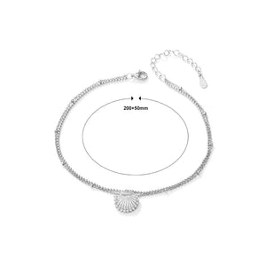 925 Sterling Silver Fashion Temperament Shell Anklet with Cubic Zirconia