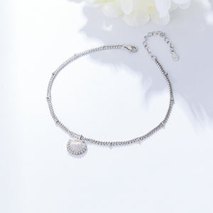 925 Sterling Silver Fashion Temperament Shell Anklet with Cubic Zirconia