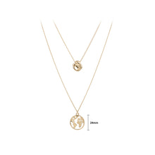 Load image into Gallery viewer, Fashion Simple Plated Gold Hollow Map Geometric Round Pendant with Double Layer Necklace