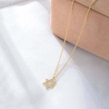 Load image into Gallery viewer, 925 Sterling Silver Plated Gold Fashion Simple Six-pointed Star Pendant with Cubic Zirconia and Necklace