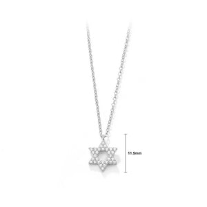 925 Sterling Silver Fashion Simple Six-pointed Star Pendant with Cubic Zirconia and Necklace