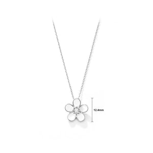 925 Sterling Silver Fashion Simple Flower Pendant with Cubic Zirconia and Necklace