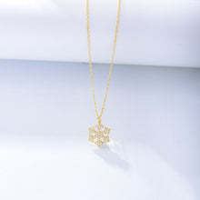 Load image into Gallery viewer, 925 Sterling Silver Plated Gold Fashion Simple Snowflake Pendant with Cubic Zirconia and Necklace