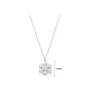925 Sterling Silver Fashion Simple Snowflake Pendant with Cubic Zirconia and Necklace