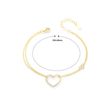 Load image into Gallery viewer, 925 Sterling Silver Plated Gold Simple Fashion Hollow Heart Bracelet with Cubic Zirconia