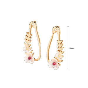 Fashion Creative Plated Gold Shell Flower Leaf Paper Clip Stud Earrings