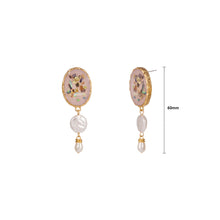 Load image into Gallery viewer, Fashion Elegant Plated Gold Shell Colorful Pattern Geometric Oval Earrings with Imitation Pearls