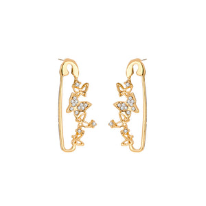 Fashion Simple Plated Gold Butterfly Paper Clip Geometric Stud Earrings with Cubic Zirconia