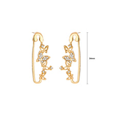 Load image into Gallery viewer, Fashion Simple Plated Gold Butterfly Paper Clip Geometric Stud Earrings with Cubic Zirconia