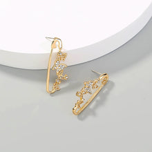 Load image into Gallery viewer, Fashion Simple Plated Gold Butterfly Paper Clip Geometric Stud Earrings with Cubic Zirconia