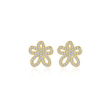 Load image into Gallery viewer, 925 Sterling Silver Plated Gold Fashion Simple Flower Stud Earrings with Cubic Zirconia