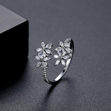 Load image into Gallery viewer, Fashion Bright Flower Adjustable Open Ring with Cubic Zirconia