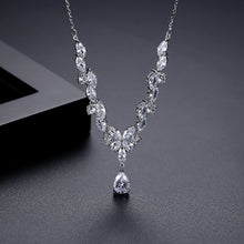 Load image into Gallery viewer, Fashion Brilliant Floral Geometric Water Drop Pendant with Cubic Zirconia and Necklace