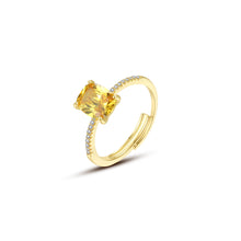 Load image into Gallery viewer, Fashion Simple Plated Gold Geometric Square Yellow Cubic Zirconia Adjustable Ring