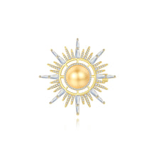 Load image into Gallery viewer, Fashion and Elegant Plated Gold Geometric Yellow Imitation Pearl Brooch with Cubic Zirconia