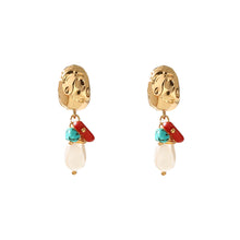 Load image into Gallery viewer, Fashion Simple Plated Gold Irregular Pattern Geometric Earrings with Imitation Pearls