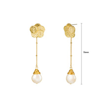 Load image into Gallery viewer, Fashion Simple Plated Gold Flower Tassel Imitation Pearl Earrings