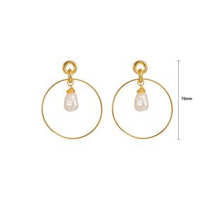 Simple Fashion Plated Gold Hollow Geometric Circle Irregular Imitation Pearl Earrings