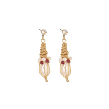 Load image into Gallery viewer, Fashion Elegant Plated Gold Wrap Line Geometric Earrings with Imitation Pearls