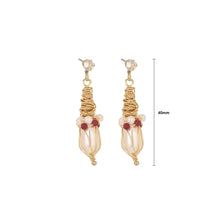 Load image into Gallery viewer, Fashion Elegant Plated Gold Wrap Line Geometric Earrings with Imitation Pearls