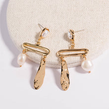 Load image into Gallery viewer, Fashion Creative Plated Gold Geometric Tassel Earrings with Imitation Pearls