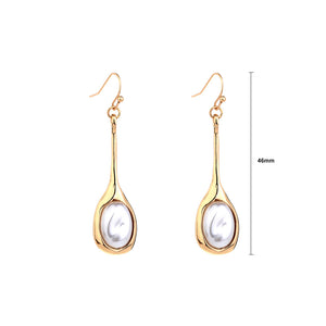 Fashion Simple Plated Gold Geometric Long Earrings with Imitation Pearls