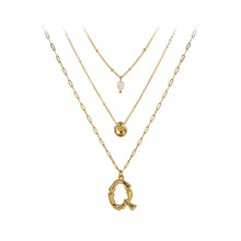 Load image into Gallery viewer, Fashion Simple Plated Gold Alphabet Q Geometric Pendant with Imitation Pearl and Multilayer Necklace