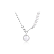 Load image into Gallery viewer, 925 Sterling Silver Fashion Elegant Geometric Round Freshwater Pearl Pendant with Necklace