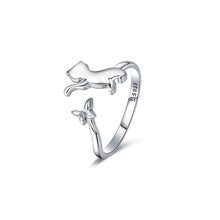 Load image into Gallery viewer, 925 Sterling Silver Fashion Simple Cat Butterfly Geometric Adjustable Open Ring