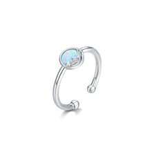 Load image into Gallery viewer, 925 Sterling Silver Fashion Temperament Cat Geometric Round Opal Adjustable Open Ring