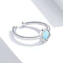 Load image into Gallery viewer, 925 Sterling Silver Fashion Temperament Cat Geometric Round Opal Adjustable Open Ring
