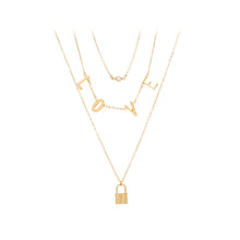 Load image into Gallery viewer, Fashion Simple Plated Gold Love Alphabet Lock Pendant with Cubic Zirconia and Multilayer Necklace