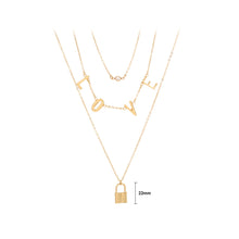 Load image into Gallery viewer, Fashion Simple Plated Gold Love Alphabet Lock Pendant with Cubic Zirconia and Multilayer Necklace
