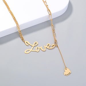Fashion Temperament Plated Gold Love Tassel Heart Necklace