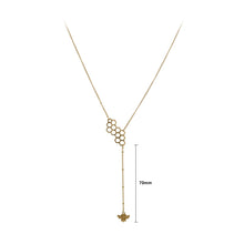 Load image into Gallery viewer, Fashion Simple Plated Gold Hollow Honeycomb Tassel Bee Pendant with Necklace