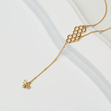 Load image into Gallery viewer, Fashion Simple Plated Gold Hollow Honeycomb Tassel Bee Pendant with Necklace