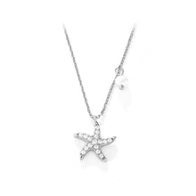 Load image into Gallery viewer, 925 Sterling Silver Simple Bright Starfish Pendant with Cubic Zirconia and Necklace