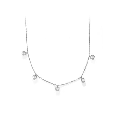 925 Sterling Silver Fashion Simple Geometric Necklace with Cubic Zirconia