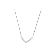 Load image into Gallery viewer, 925 Sterling Silver Simple Fashion Alphabet V Pendant with Cubic Zirconia and Necklace