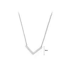 Load image into Gallery viewer, 925 Sterling Silver Simple Fashion Alphabet V Pendant with Cubic Zirconia and Necklace