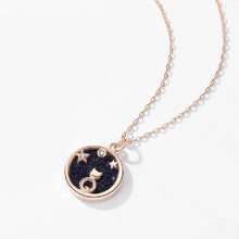 Load image into Gallery viewer, 925 Sterling Silver Plated Rose Gold Fashion Fantasy Starry Cat Geometric Pendant with Cubic Zirconia and Necklace