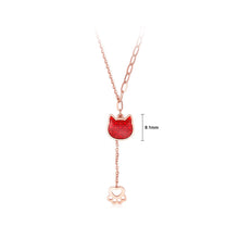 Load image into Gallery viewer, 925 Sterling Silver Plated Rose Gold Fashion Temperament Coin Pattern Cat Tassel Pendant with Necklace