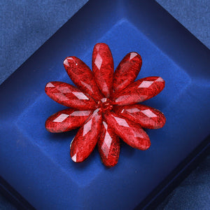 Fashion and Elegant Red Flower Brooch with Cubic Zirconia