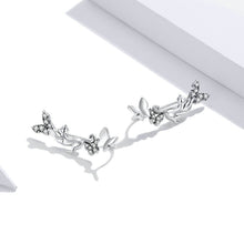 Load image into Gallery viewer, 925 Sterling Silver Fashion Temperament Cat Butterfly Stud Earrings with Cubic Zirconia