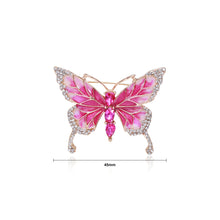 Load image into Gallery viewer, Fashion and Elegant Plated Gold Enamel Rose Red Butterfly Brooch with Cubic Zirconia